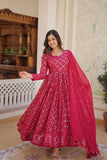 Enchanting Faux Georgette Fully Sequins Embroidered Gown With Dupatta - women's fashion mart