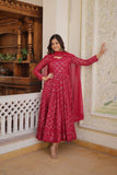 Enchanting Faux Georgette Fully Sequins Embroidered Gown With Dupatta - women's fashion mart