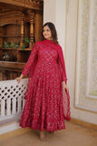 Enchanting Faux Georgette Fully Sequins Embroidered Gown With Dupatta - women's fashion mart