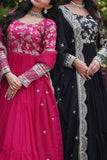 Enchanting Viscous Jacquard & Georgette Sequins Embroidered Gown -Gowns Wine / M women's fashion mart