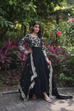 Enchanting Viscous Jacquard & Georgette Sequins Embroidered Gown -Gowns Black / M women's fashion mart