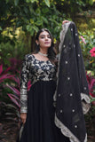 Enchanting Viscous Jacquard & Georgette Sequins Embroidered Gown -Gowns Wine / M women's fashion mart