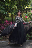 Enchanting Viscous Jacquard & Georgette Sequins Embroidered Gown -Gowns Wine / M women's fashion mart