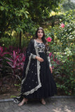 Enchanting Viscous Jacquard & Georgette Sequins Embroidered Gown -Gowns Wine / M women's fashion mart