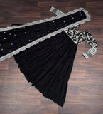 Enchanting Viscous Jacquard & Georgette Sequins Embroidered Gown - women's fashion mart
