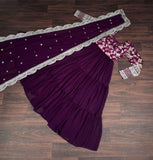 Enchanting Viscous Jacquard & Georgette Sequins Embroidered Gown -Gowns Wine / M women's fashion mart