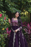 Enchanting Viscous Jacquard & Georgette Sequins Embroidered Gown - women's fashion mart