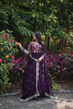 Enchanting Viscous Jacquard & Georgette Sequins Embroidered Gown -Gowns Wine / M women's fashion mart