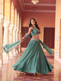 Sky Blue Color Engagement Wear Chaniya Choli