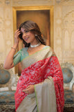 Exquisite Red and Green Silk Saree with Blouse - women's fashion mart