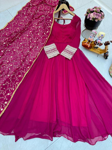 Adorable Georgette Pink Color Gown