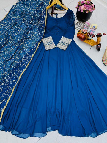 Adorable Georgette Blue Color Gown