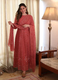 Fantastic Coral Pink Color Georgette Base Festive Wear Designer Anarkali Suit -Salwar Kameez Semi Stitched women's fashion mart