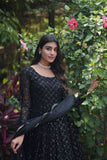 Fascinating Faux Georgette Sequins Multi Thread Worked Gown - women's fashion mart