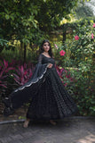 Fascinating Faux Georgette Sequins Multi Thread Worked Gown - women's fashion mart