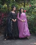 Fascinating Faux Georgette Sequins Multi Thread Worked Gown - women's fashion mart
