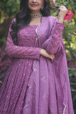 Fascinating Faux Georgette Sequins Multi Thread Worked Gown - women's fashion mart