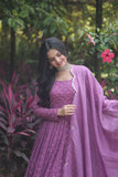 Fascinating Faux Georgette Sequins Multi Thread Worked Gown - women's fashion mart