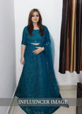 Fashionable Turquoise Blue Resham Work Detailed Lehenga Choli -Lehenga Choli Semi Stitched women's fashion mart