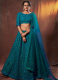 Fashionable Turquoise Blue Resham Work Detailed Lehenga Choli -Lehenga Choli Semi Stitched women's fashion mart