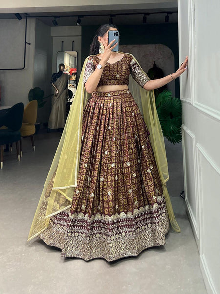 Festival Wear Digital Printed Sequins Embroidered Lehenga Set - women's fashion mart