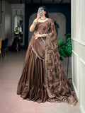 Garba Wear Brown Color Lehenga choli