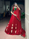 Durga Pooja Wear Red Lehenga Choli
