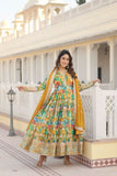 Floral Digital Printed Zari Sequins Worked Gown With Dupatta - women's fashion mart