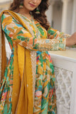 Floral Digital Printed Zari Sequins Worked Gown With Dupatta - women's fashion mart