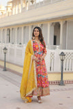 Floral Digital Printed Zari Sequins Worked Gown With Dupatta - women's fashion mart