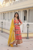 Floral Digital Printed Zari Sequins Worked Gown With Dupatta - women's fashion mart