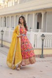 Floral Digital Printed Zari Sequins Worked Gown With Dupatta - women's fashion mart
