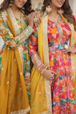 Floral Digital Printed Zari Sequins Worked Gown With Dupatta - women's fashion mart