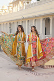 Floral Digital Printed Zari Sequins Worked Gown With Dupatta - women's fashion mart