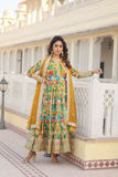 Floral Digital Printed Zari Sequins Worked Gown With Dupatta - women's fashion mart