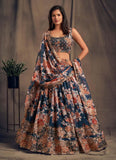 Floral printed lehenga choli dupatta set with embroidery - women's fashion mart