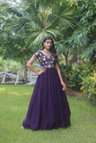 Funcrion Wear Cording Sequins Worked Faux Georgette Gown - women's fashion mart