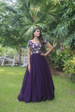Funcrion Wear Cording Sequins Worked Faux Georgette Gown - women's fashion mart