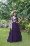 Funcrion Wear Cording Sequins Worked Faux Georgette Gown - women's fashion mart