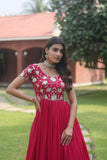 Funcrion Wear Cording Sequins Worked Faux Georgette Gown - women's fashion mart