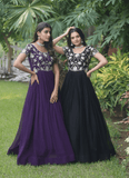 Funcrion Wear Cording Sequins Worked Faux Georgette Gown - women's fashion mart