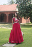 Funcrion Wear Cording Sequins Worked Faux Georgette Gown - women's fashion mart