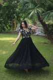 Funcrion Wear Cording Sequins Worked Faux Georgette Gown - women's fashion mart