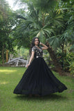 Funcrion Wear Cording Sequins Worked Faux Georgette Gown - women's fashion mart