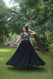 Funcrion Wear Cording Sequins Worked Faux Georgette Gown - women's fashion mart