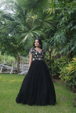 Funcrion Wear Cording Sequins Worked Faux Georgette Gown - women's fashion mart