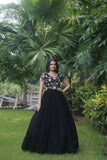 Funcrion Wear Cording Sequins Worked Faux Georgette Gown - women's fashion mart