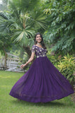 Funcrion Wear Cording Sequins Worked Faux Georgette Gown - women's fashion mart