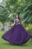 Funcrion Wear Cording Sequins Worked Faux Georgette Gown - women's fashion mart
