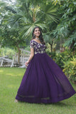 Funcrion Wear Cording Sequins Worked Faux Georgette Gown - women's fashion mart